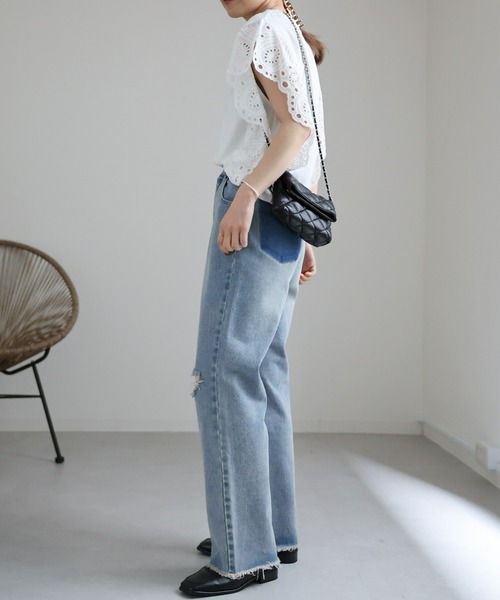 ap retro(アプレトロ)の「ショルダーレースデザインカットソー(Tシャツ/カットソー・レディース・オフホワイト/ブラック・FREE)」の11枚目の写真