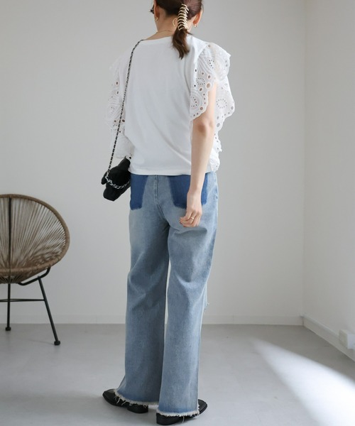 ap retro(アプレトロ)の「ショルダーレースデザインカットソー(Tシャツ/カットソー・レディース・オフホワイト/ブラック・FREE)」の14枚目の写真