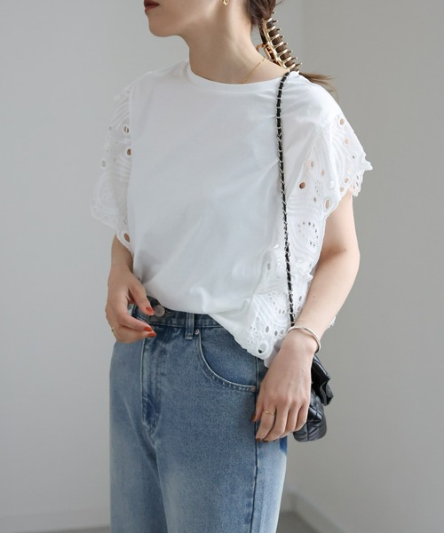 ap retro(アプレトロ)の「ショルダーレースデザインカットソー(Tシャツ/カットソー・レディース・オフホワイト/ブラック・FREE)」の20枚目の写真