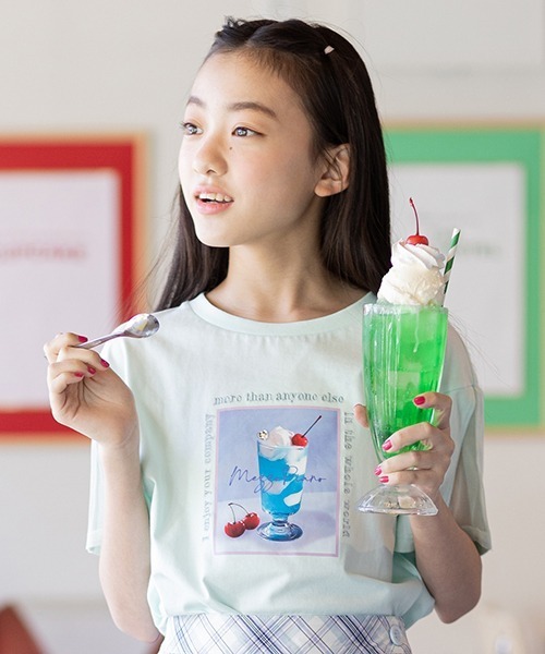 mezzo piano Junior（メゾピアノジュニア）の「袖メッシュ転写Tシャツ