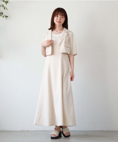 archives（アルシーヴ）の「配色ステッチコンパクトシャツジャケット（テーラードジャケット・レディース・ブラック/グレー/アイボリー/ブルーグレー・MEDIUM）」の5枚目の写真