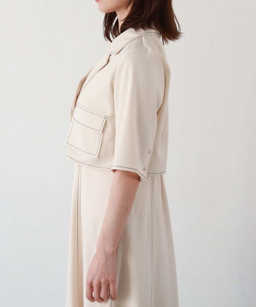 archives（アルシーヴ）の「配色ステッチコンパクトシャツジャケット（テーラードジャケット・レディース・ブラック/グレー/アイボリー/ブルーグレー・MEDIUM）」の7枚目の写真