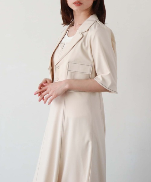 archives（アルシーヴ）の「配色ステッチコンパクトシャツジャケット（テーラードジャケット・レディース・ブラック/グレー/アイボリー/ブルーグレー・MEDIUM）」の8枚目の写真