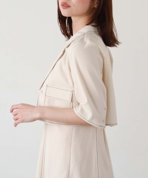 archives（アルシーヴ）の「配色ステッチコンパクトシャツジャケット（テーラードジャケット・レディース・ブラック/グレー/アイボリー/ブルーグレー・MEDIUM）」の13枚目の写真