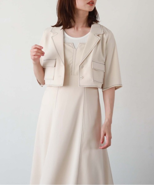 archives（アルシーヴ）の「配色ステッチコンパクトシャツジャケット（テーラードジャケット・レディース・ブラック/グレー/アイボリー/ブルーグレー・MEDIUM）」の10枚目の写真