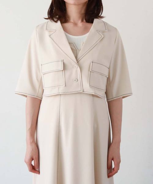 archives（アルシーヴ）の「配色ステッチコンパクトシャツジャケット（テーラードジャケット・レディース・ブラック/グレー/アイボリー/ブルーグレー・MEDIUM）」の12枚目の写真