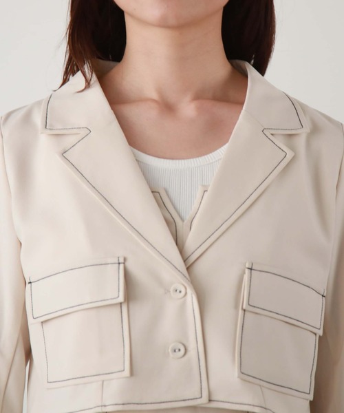 archives（アルシーヴ）の「配色ステッチコンパクトシャツジャケット（テーラードジャケット・レディース・ブラック/グレー/アイボリー/ブルーグレー・MEDIUM）」の16枚目の写真
