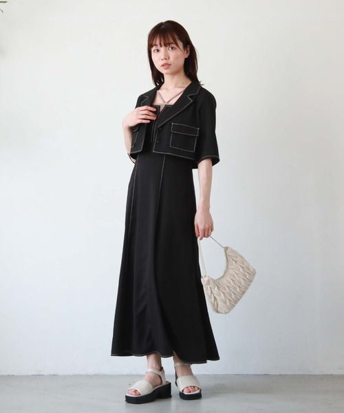 archives（アルシーヴ）の「配色ステッチコンパクトシャツジャケット（テーラードジャケット・レディース・ブラック/グレー/アイボリー/ブルーグレー・MEDIUM）」の9枚目の写真