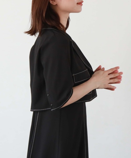 archives（アルシーヴ）の「配色ステッチコンパクトシャツジャケット（テーラードジャケット・レディース・ブラック/グレー/アイボリー/ブルーグレー・MEDIUM）」の6枚目の写真