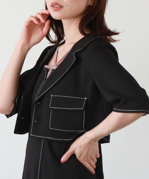 archives（アルシーヴ）の「配色ステッチコンパクトシャツジャケット（テーラードジャケット・レディース・ブラック/グレー/アイボリー/ブルーグレー・MEDIUM）」の11枚目の写真