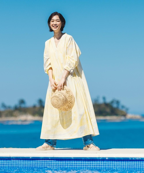 Torrazzo Donna(トラッゾドンナ)の「インド綿オイルプリントワンピース(ワンピース・レディース・イエロー・FREE)」の10枚目の写真