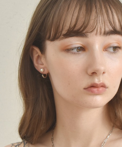 LHME（エルエイチエムイー）の「LHME パールキャッチピアス/ストレートフープ/サージカルステンレス316L（金属アレルギー対応）（ピアス（両耳用）・レディース・シルバー/ゴールド・ONE SIZE）」の15枚目の写真
