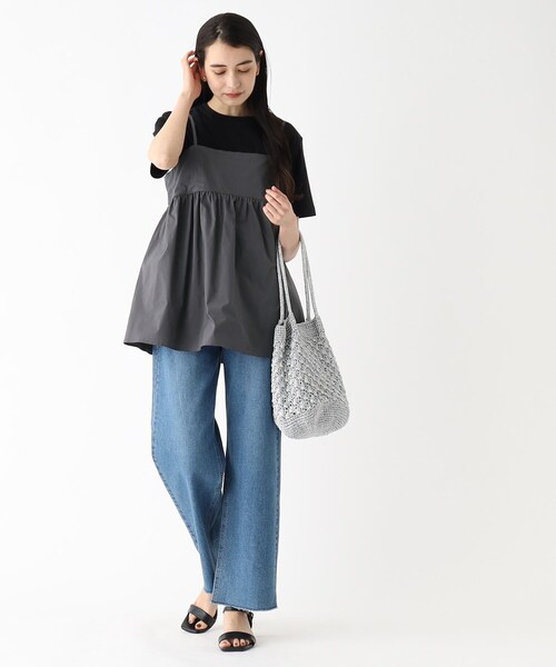 OPAQUE.CLIP(オペークドットクリップ)の「◆ペプラムキャミブラウス【洗濯機洗い可】(シャツ/ブラウス・レディース・チャコールグレー/ブラック/ブラウン・00)」の6枚目の写真