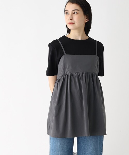 OPAQUE.CLIP(オペークドットクリップ)の「◆ペプラムキャミブラウス【洗濯機洗い可】(シャツ/ブラウス・レディース・チャコールグレー/ブラック/ブラウン・00)」の9枚目の写真