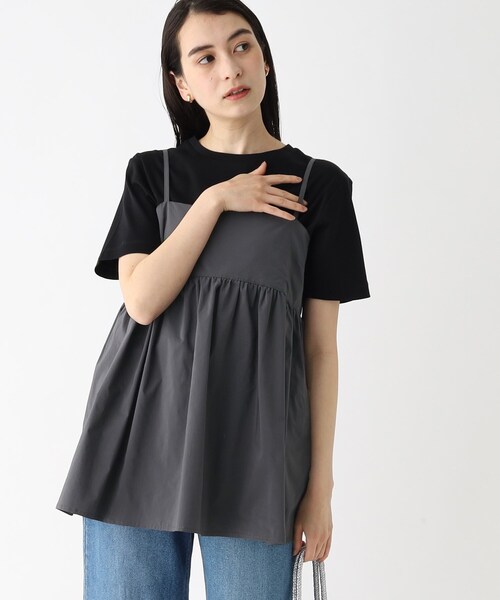 OPAQUE.CLIP(オペークドットクリップ)の「◆ペプラムキャミブラウス【洗濯機洗い可】(シャツ/ブラウス・レディース・チャコールグレー/ブラック/ブラウン・00)」の12枚目の写真