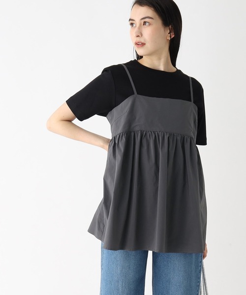 OPAQUE.CLIP(オペークドットクリップ)の「◆ペプラムキャミブラウス【洗濯機洗い可】(シャツ/ブラウス・レディース・チャコールグレー/ブラック/ブラウン・00)」の4枚目の写真
