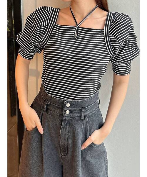 dazzlin（ダズリン）の「ボリュームタックスリーブカットソー（Tシャツ/カットソー・レディース・その他2/グレー/ブラック/オフホワイト/その他1・FREE）」の5枚目の写真