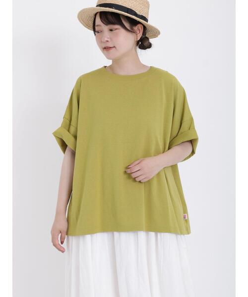 Samansa Mos2（サマンサ モスモス）の「【USAコットン】ゆる半袖Tシャツ（Tシャツ/カットソー・レディース・イエロー/ミント/パープル/キャメル/ブラック/オフホワイト・F）」の5枚目の写真