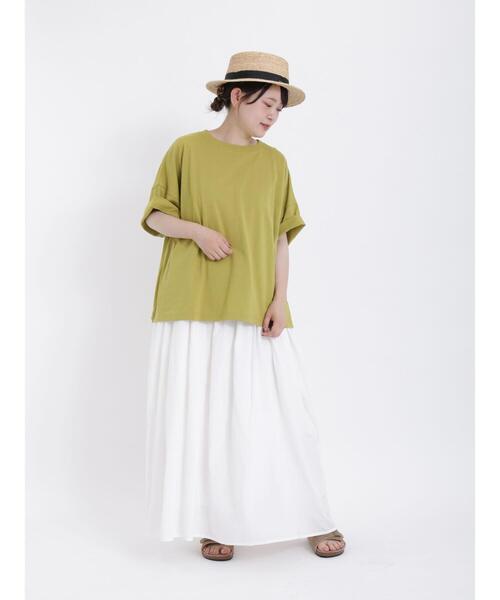 Samansa Mos2（サマンサ モスモス）の「【USAコットン】ゆる半袖Tシャツ（Tシャツ/カットソー・レディース・イエロー/ミント/パープル/キャメル/ブラック/オフホワイト・F）」の14枚目の写真