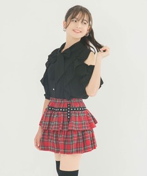 チェック柄ティアードミニスカート