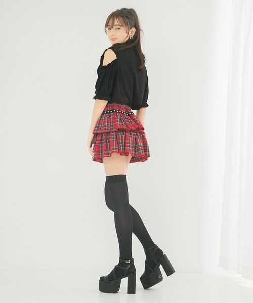 チェック柄ティアードミニスカート（スカート）｜Diable baiser