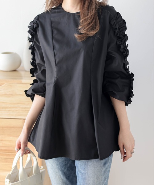 M-PREMIER 新品フリル袖 カットソーブラウス 楽天市場】【半額クーポン対象】フリル ブラウス 長袖 トップス