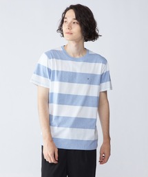 トミーヒルフィガーワンポイントボーダークルーネック半袖Tシャツ