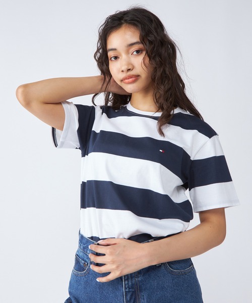 TOMMY HILFIGER（トミーヒルフィガー）の「トミーヒルフィガーワンポイントボーダークルーネック半袖Tシャツ（Tシャツ/カットソー・メンズ・グレー/ライトブルー/ネイビー・LARGE/MEDIUM/X-LARGE/SMALL）」の8枚目の写真