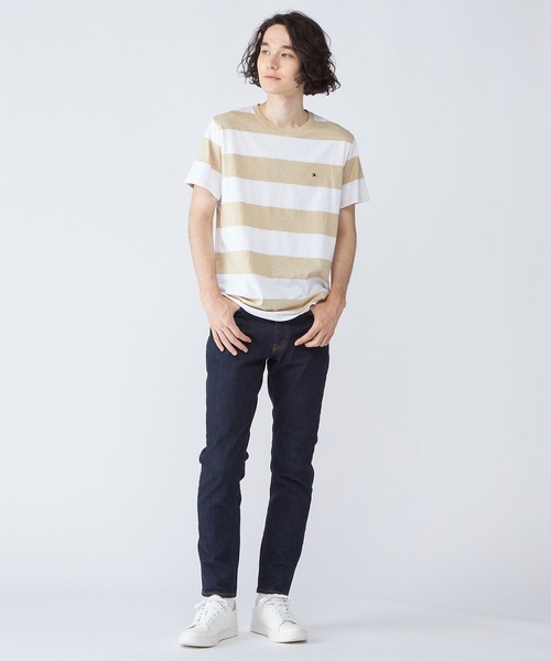 TOMMY HILFIGER（トミーヒルフィガー）の「トミーヒルフィガーワンポイントボーダークルーネック半袖Tシャツ（Tシャツ/カットソー・メンズ・グレー/ライトブルー/ネイビー・LARGE/MEDIUM/X-LARGE/SMALL）」の5枚目の写真