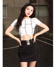 DモチーフクロップドTシャツ