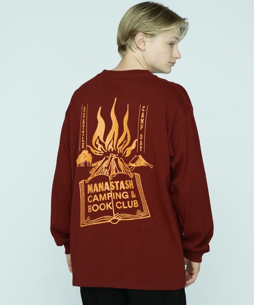 MANASTASH(マナスタッシュ)の「MANASTASH/マナスタッシュ/CiTee L/S TEE BOOK CLUB/ザブッククラブTシャツ(Tシャツ/カットソー・メンズ・バーガンディー/ブラック/ホワイト・M/L/2XL/XL)」の1枚目の写真