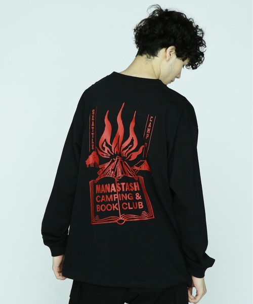 MANASTASH(マナスタッシュ)の「MANASTASH/マナスタッシュ/CiTee L/S TEE BOOK CLUB/ザブッククラブTシャツ(Tシャツ/カットソー・メンズ・バーガンディー/ブラック/ホワイト・M/L/2XL/XL)」の3枚目の写真