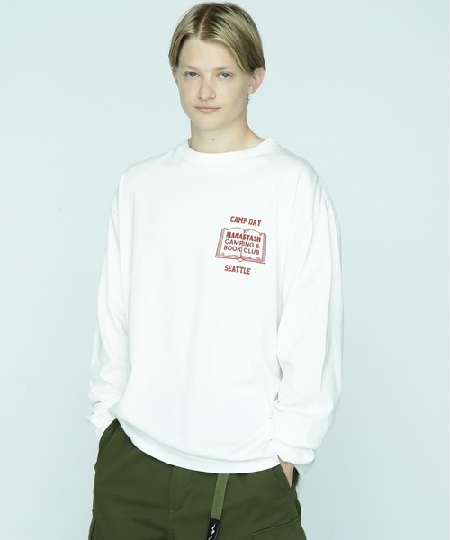 MANASTASH(マナスタッシュ)の「MANASTASH/マナスタッシュ/CiTee L/S TEE BOOK CLUB/ザブッククラブTシャツ(Tシャツ/カットソー・メンズ・バーガンディー/ブラック/ホワイト・M/L/2XL/XL)」の6枚目の写真