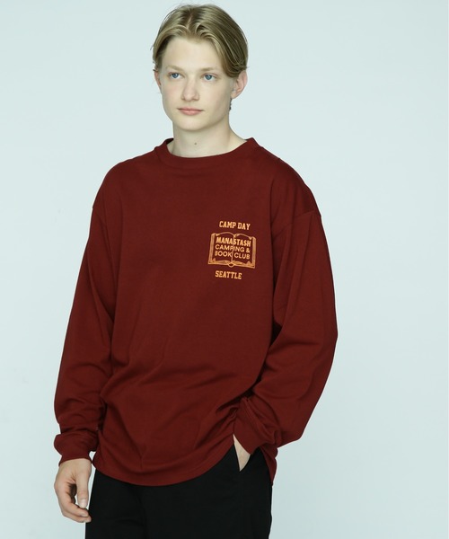 MANASTASH(マナスタッシュ)の「MANASTASH/マナスタッシュ/CiTee L/S TEE BOOK CLUB/ザブッククラブTシャツ(Tシャツ/カットソー・メンズ・バーガンディー/ブラック/ホワイト・M/L/2XL/XL)」の7枚目の写真