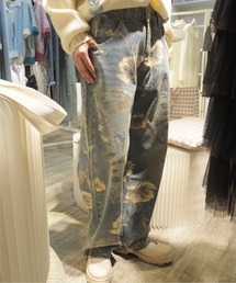 パンツ LA POMME petit Vintage Flower Denim LA POMME petit（ラポミ・プチ）の「Vintage Flower Print Denim