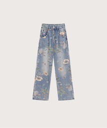 パンツ LA POMME petit Vintage Flower Denim Floral Embroidery Denim Pants/花柄刺繍デニムパンツ
