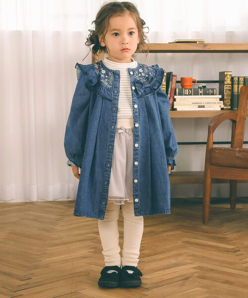 SLAP SLIP(スラップスリップ)の「リボン付チュールスカッツ(80~120cm)(スカート・キッズ・オフホワイト/パープル・100cm/90cm/80cm/110cm/120cm)」の4枚目の写真