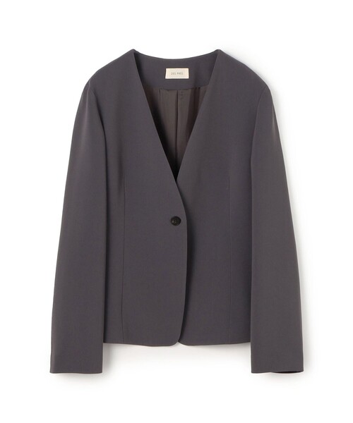 DES PRES（デ・プレ）の「ライトダブルクロス ノーカラージャケット（ノーカラージャケット・レディース・ホワイト/チャコールグレー/ブラック/グレー/ネイビー・34/36）」の5枚目の写真