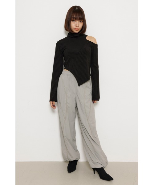 LAGUA GEM(ラグアジェム)の「ONE SIDE OPEN CUT トップス(Tシャツ/カットソー・レディース・杢グレー/ホワイト/ブラック・FREE)」の8枚目の写真