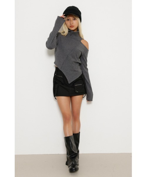 LAGUA GEM(ラグアジェム)の「ONE SIDE OPEN CUT トップス(Tシャツ/カットソー・レディース・杢グレー/ホワイト/ブラック・FREE)」の11枚目の写真