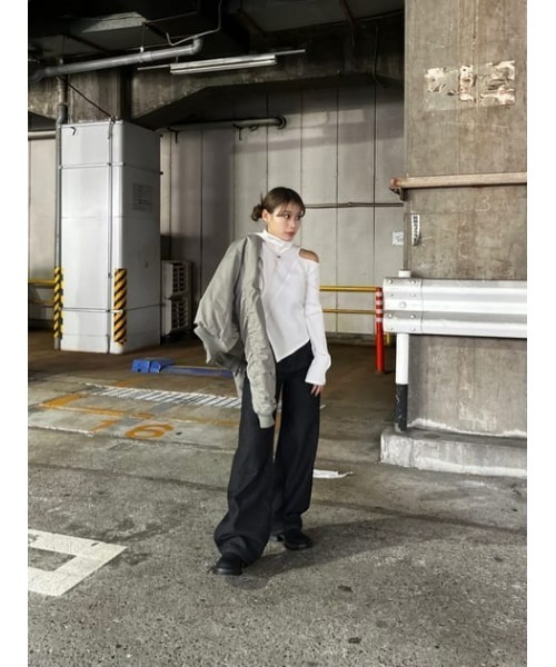 LAGUA GEM(ラグアジェム)の「ONE SIDE OPEN CUT トップス(Tシャツ/カットソー・レディース・杢グレー/ホワイト/ブラック・FREE)」の20枚目の写真