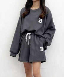 Dalfwin（ダールフィン）の「韓国ファッション アルファベット刺繍ロゴセットアップ レディース スウェット トレーナー上下セット（ルームウェア/パジャマ）」