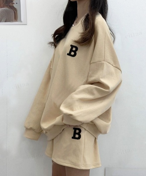 Dalfwin（ダールフィン）の「韓国ファッション アルファベット刺繍ロゴセットアップ レディース スウェット トレーナー上下セット（ルームウェア/パジャマ・レディース・イエロー/グレー系その他/グレー/ピンク/アイボリー/ブラック・FREE/フリー）」の10枚目の写真