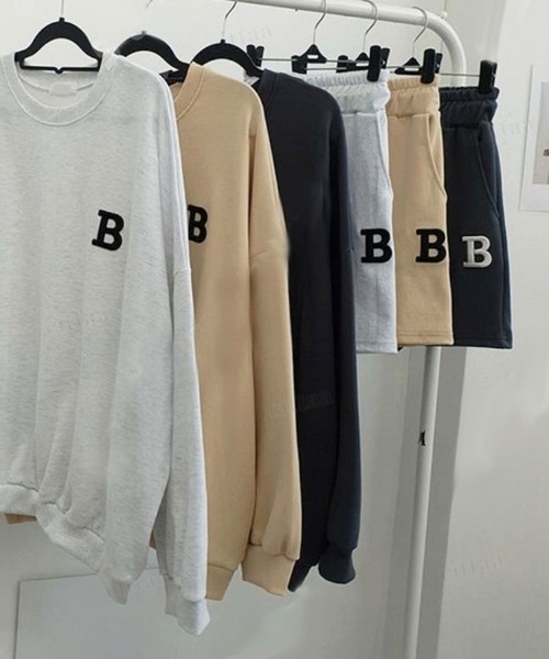 Dalfwin（ダールフィン）の「韓国ファッション アルファベット刺繍ロゴセットアップ レディース スウェット トレーナー上下セット（ルームウェア/パジャマ・レディース・イエロー/グレー系その他/グレー/ピンク/アイボリー/ブラック・FREE/フリー）」の8枚目の写真