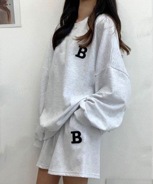 Dalfwin（ダールフィン）の「韓国ファッション アルファベット刺繍ロゴセットアップ レディース スウェット トレーナー上下セット（ルームウェア/パジャマ・レディース・イエロー/グレー系その他/グレー/ピンク/アイボリー/ブラック・FREE/フリー）」の12枚目の写真