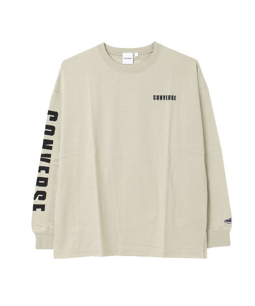 CONVERSE(コンバース)の「CONVERSE 別注袖ロゴプリントロングTシャツ(Tシャツ/カットソー・キッズ・ブラック/オフホワイト/グレイッシュベージュ・140/150/130/160)」の12枚目の写真