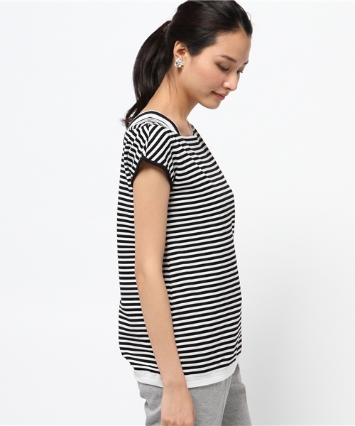 5351 POUR LES FEMMES（ゴーサンゴーイチプールファム）の「ﾃﾞﾌｫﾒｰｼｮﾝﾎﾞｰﾀﾞｰﾉｰｽﾘ（Tシャツ/カットソー・レディース・レッド/ネイビー/ブラック・FREE）」の7枚目の写真