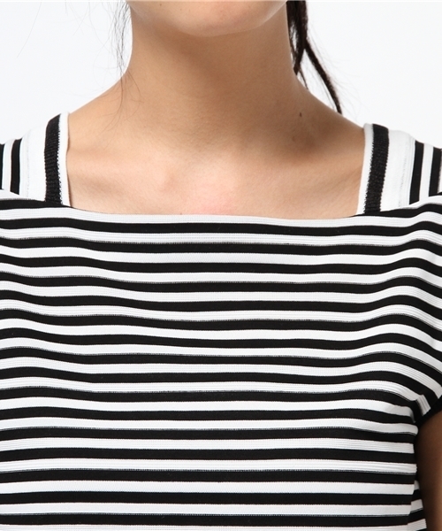 5351 POUR LES FEMMES（ゴーサンゴーイチプールファム）の「ﾃﾞﾌｫﾒｰｼｮﾝﾎﾞｰﾀﾞｰﾉｰｽﾘ（Tシャツ/カットソー・レディース・レッド/ネイビー/ブラック・FREE）」の10枚目の写真