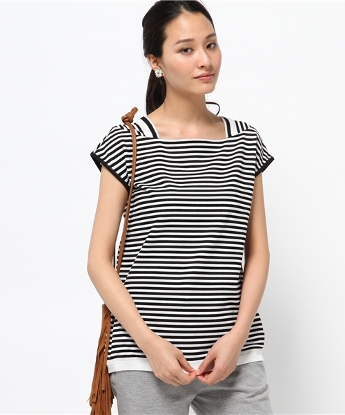 5351 POUR LES FEMMES（ゴーサンゴーイチプールファム）の「ﾃﾞﾌｫﾒｰｼｮﾝﾎﾞｰﾀﾞｰﾉｰｽﾘ（Tシャツ/カットソー・レディース・レッド/ネイビー/ブラック・FREE）」の14枚目の写真