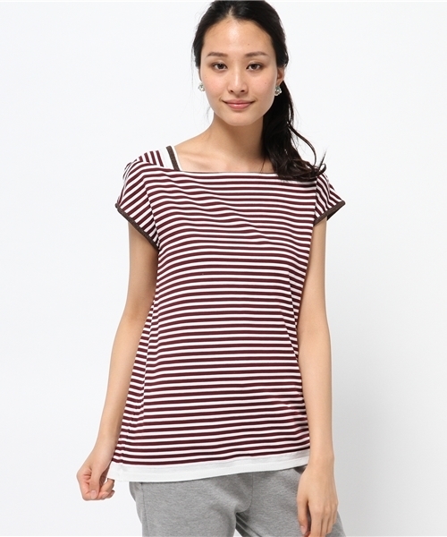 5351 POUR LES FEMMES（ゴーサンゴーイチプールファム）の「ﾃﾞﾌｫﾒｰｼｮﾝﾎﾞｰﾀﾞｰﾉｰｽﾘ（Tシャツ/カットソー・レディース・レッド/ネイビー/ブラック・FREE）」の16枚目の写真